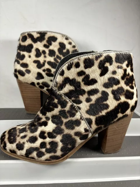 Boden Ankle Boots Mohair Animal Print Leopard Block Heel Size EU 36 UK 3