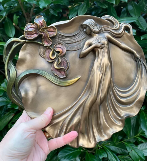 Past Times Art Nouveau Bronze Effect Lady Wall Plaque Excellent Condition