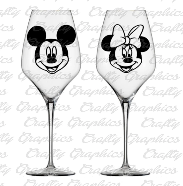 8 OR 16 Mickey or Minnie mouse faces Disney vinyl decal stickers wine
