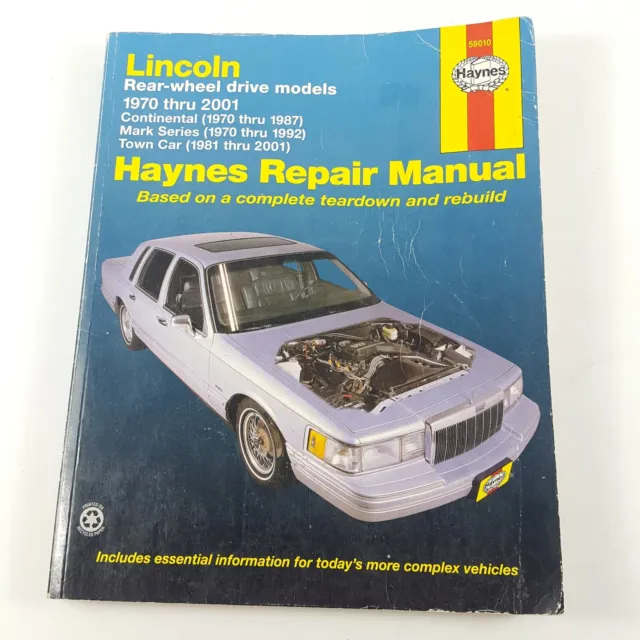 Haynes 59010 LINCOLN Rear-wheel drive models 1970 thru 2001 Repair Manual