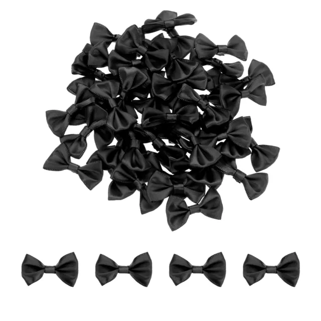 100 Stck. schwarze Fliege 1,5""x1"" Mini-Schleife zum Basteln kleine Satinschleifen Bulk