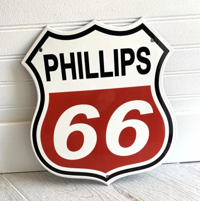 Vintage Phill 66 Road Street Gas Oil Soda Pop Porcelain Gasoline Motor Oil Sign