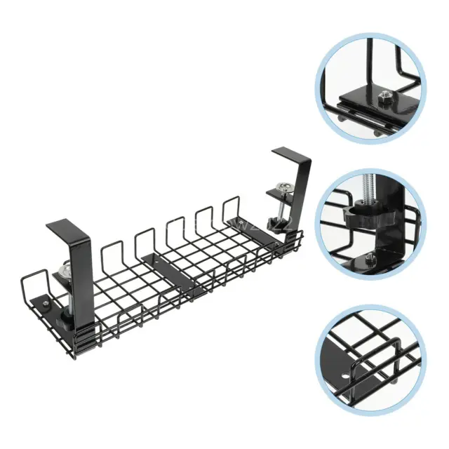 Under Desk Cable Management Tray Iron Cable Organizer Storage Rack Table Black