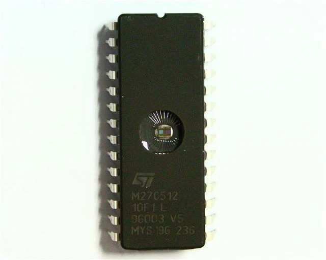 ST M27C512-15F1 512K (64Kx8) UV EPROM Memory Chip - DIP 28-Pin, 150ns (Used)