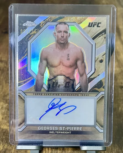 2024 Topps Chrome UFC Georges St-Pierre /150 Marks of Champions Auto Refractor