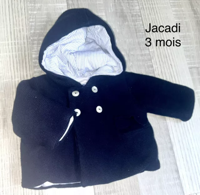 Jacadi 3  MOIS GARÇON : Veste Tricot Coton Mi Saison TBE