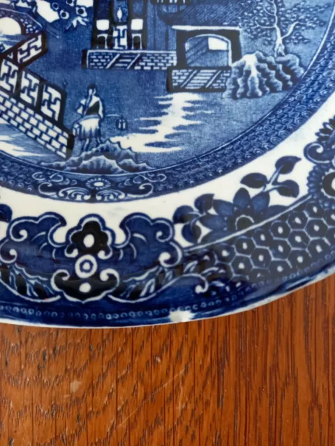 Vintage Burleighware Blue White Willow Pattern Pair of Side Plates 17.5cm D 3