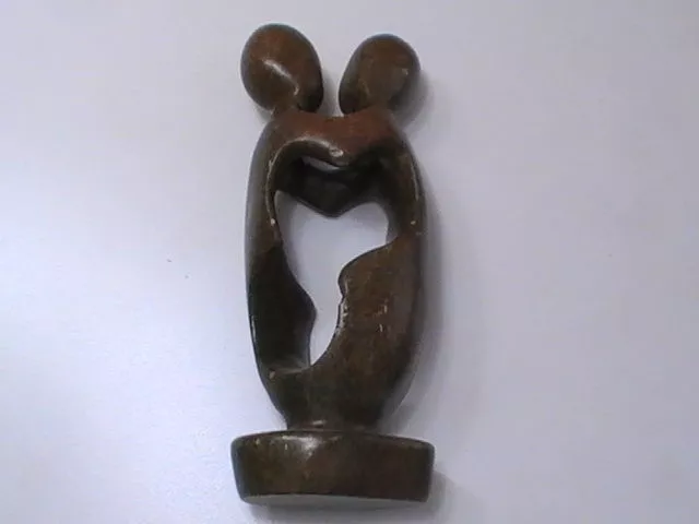 Hugging Couple Sculpter Statue Mid Century Modern Mod Modern  Dark Brown 8"