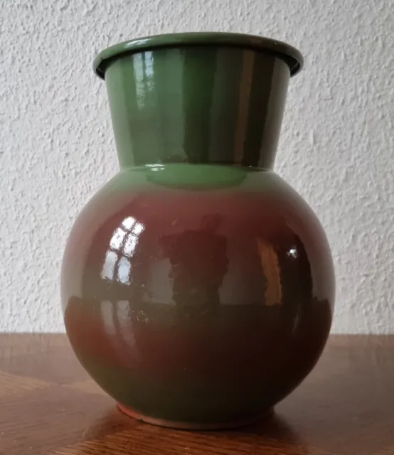 Tolle große emaillierte Art Deco Vase - grün violetter Farbverlauf um 1930 2