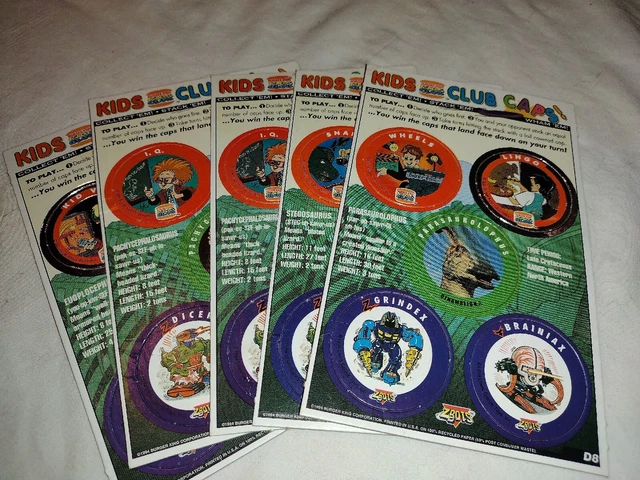 Lot of 5 Burger King Kids Club Toys POG Cap ZBots Dinosaurs Unpunched New 1994 Lot of 5 Burger King Kids Club Toys POG Cap ZBots Dinosaurs Unpunched New 1994
