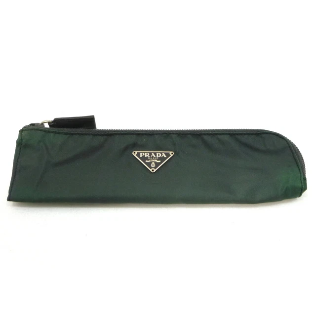 Authentic PRADA Tessuto Logo Pencil Case MV370 Antracite Nylon #1110267 3