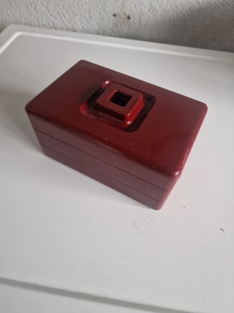 Boîte Tupperware Vintage 1980 - Rouge - à Compartiments - Pour Bijoux, Couture, Bento