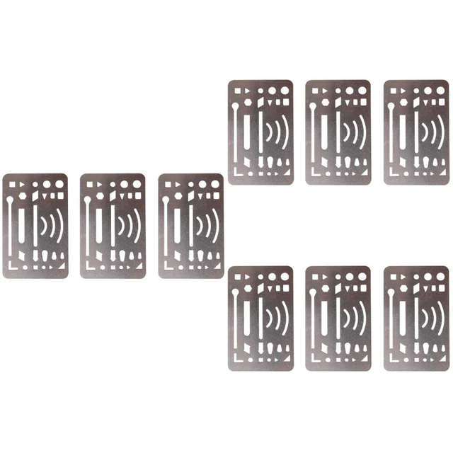 9 piezas Herramienta de borrado de dibujo Escudo de borrado de metal Plantilla de borrador mecánico