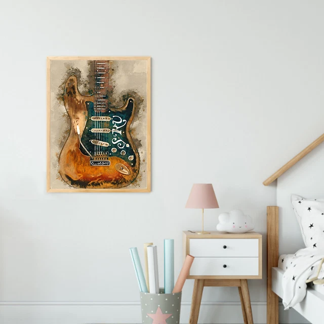 Kit de pintura al óleo para guitarra por números hágalo usted mismo pintura acrílica sobre lienzo imagen sin marco