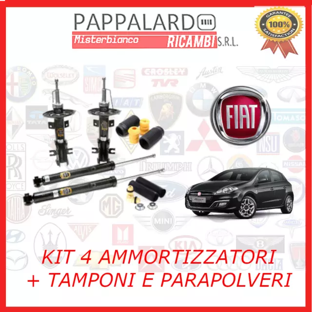 Kit 4 Ammortizzatori + Tamponi Anteriori E Posteriori Per Fiat Bravo Ii Dal 2007