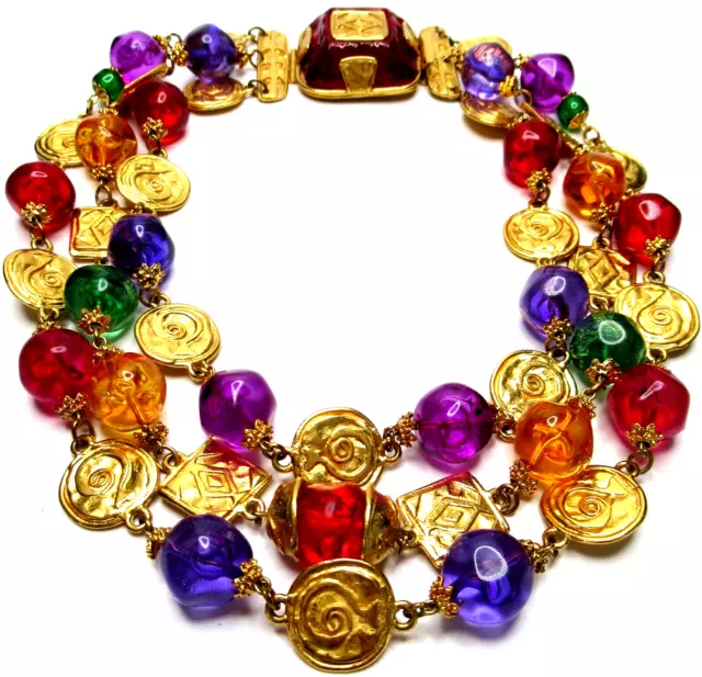 ROBERT ROSE Gorgeous Vibrant Colored Byzantine Beaded Vintage Necklace 2