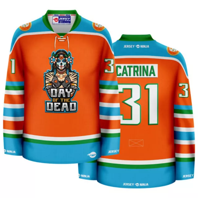 Dia de los Muertos Emblazoned La Catrina Hockey Jersey