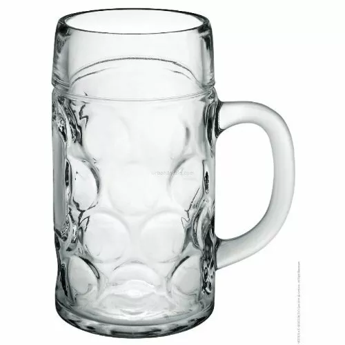 Beer Stein 2 Pint - 1ltr German Beer Stein, Dimpled Beer Mug, Glass Dimpled 2