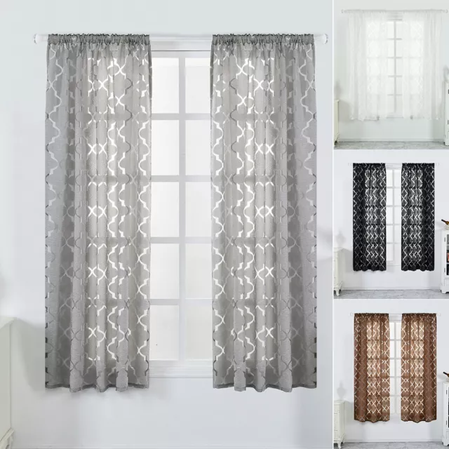 Morocco Tulle Door Window Curtains Drape Panel Sheer Door Valances Sheer Voile