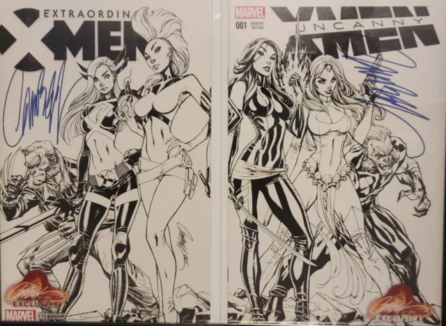 J Scott Campbell Variant Extraordinary X-Men #1 and Uncanny X-Men #1 Comic Books