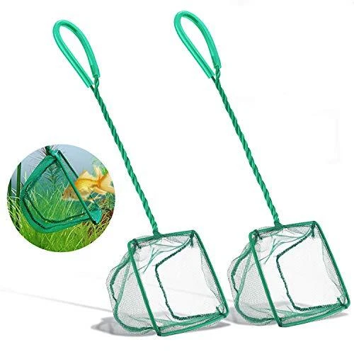 2 PCS Aquarium Fish Nets ,DSSPORT 4 Inch Aquarium Net Fine Mesh Small Fish Catch