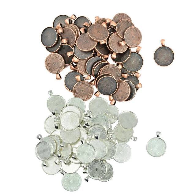 100 Pièces Blanc Rond Lunette Plateau Base Cabochon Bricolage Pendentif