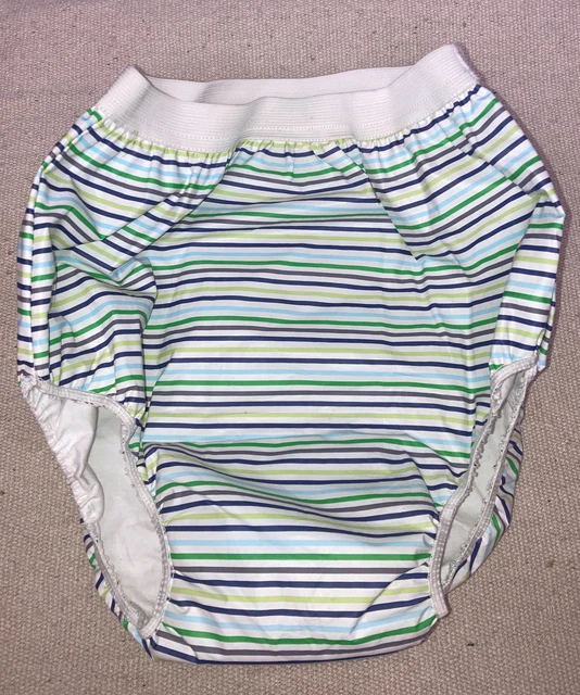 Vintage Gerber Plastic Rubber Vinyl Striped ￼Baby Pants Diaper Cover Toddler 3T