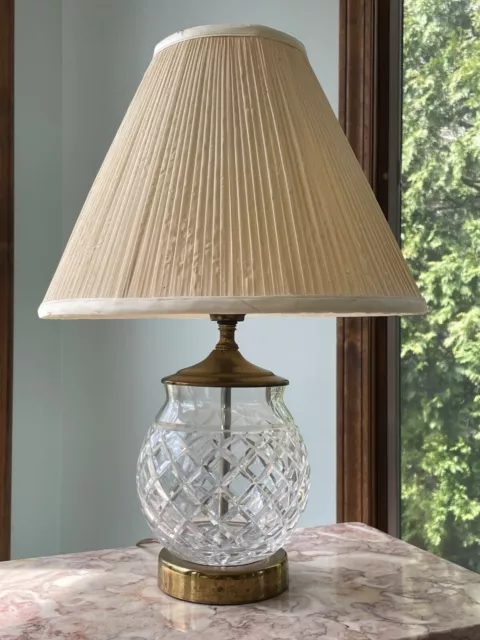 Waterford Crystal Table Lamp with Original Shade - beautiful- 18 1/2 in