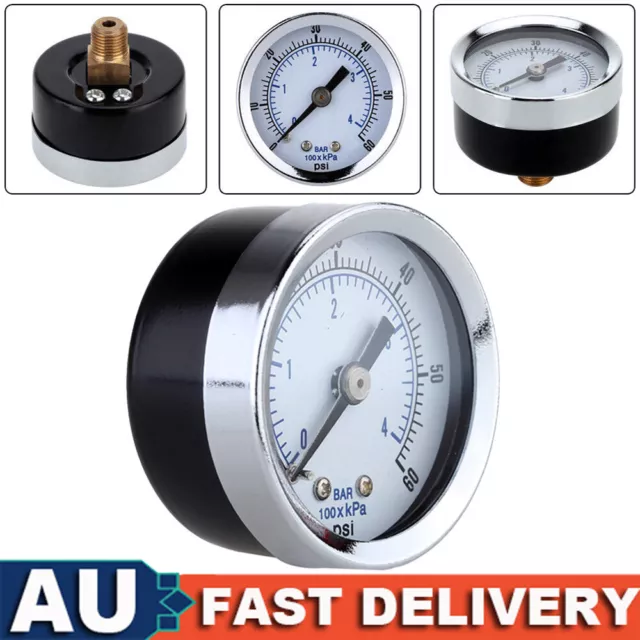 1/8" 0-60PSI Air Compressor Back Mount Hydraulic Pressure Gauge 40mm Dial Plate