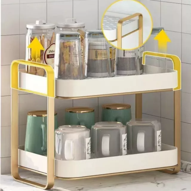 2 Tier Glass Cup Drying Rack Water Mug Drain Stand Storage Holder Organizer