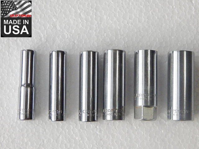 6 Vintage Craftsman USA 3/8dr SAE 12 pt EE deep socket partial set 3/8-11/16 lot