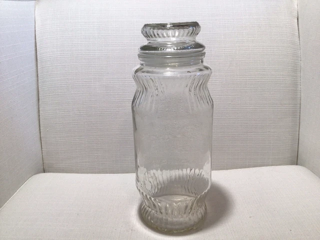 Vintage Planters Mr. Peanut Glass Canister Jar With Lid 1979 Anchor Hocking 10”