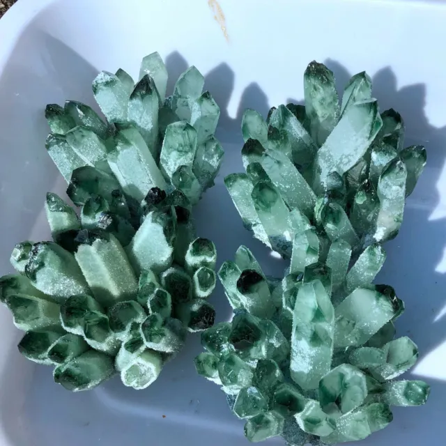 300-400g New Find Green Phantom Quartz Crystal Cluster Mineral Specimen Healing