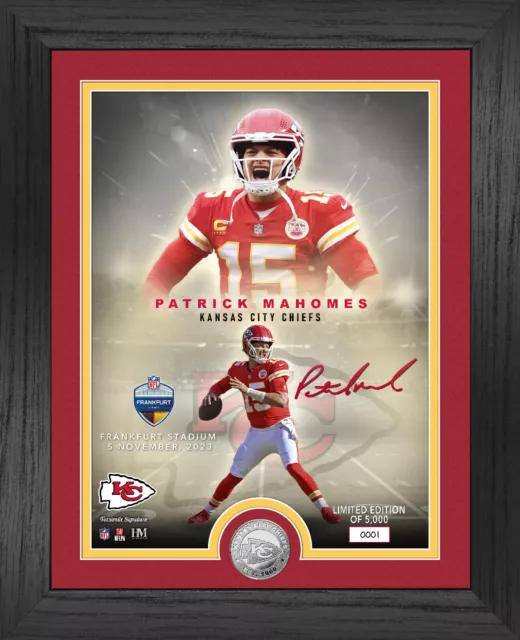 NFL Francfort Allemagne Game Mahomes Kansas City Chefs Coin Encadré Image 40x33