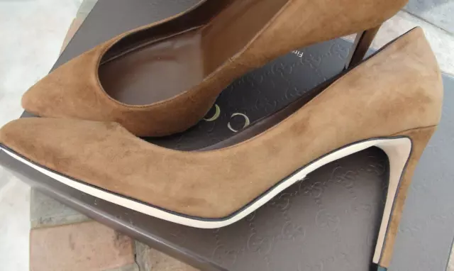 Gucci women shoes nut brown classic pumps suede stiletto size 38 1/2 size 8.5