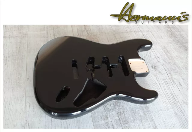 STRAT / St Aulne / Alder Remplacement Body, Sss Route, Couleur Noir/Noir