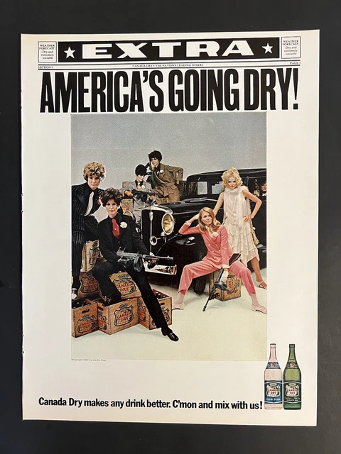 Canada Dry VTG 1967 Life Print Add 10.5x13.5 Mod Gangsters