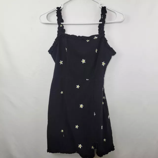 Kendall & Kylie Black Floral Sleeveless Embroidered Mini Dress Women's Size XS