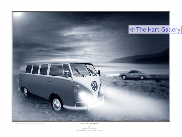 Vw Split Screen Vector VW VOLKSWAGEN SPLIT Screen Camper Van & Karmann Ghia Signed Car Print ...