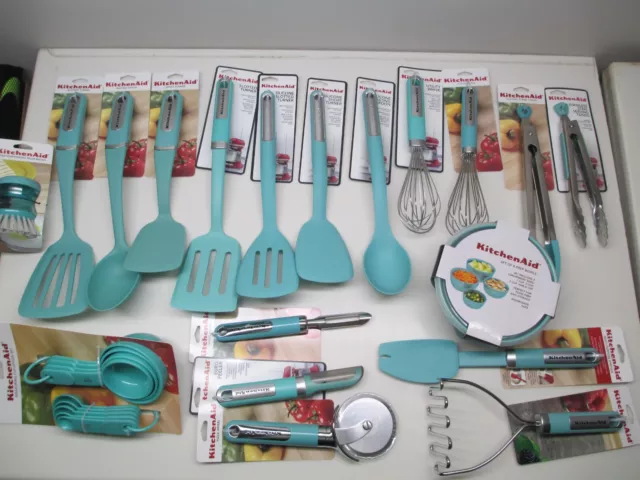 New Set of 37 Utensils KitchenAid Aqua Sky Shears Basting Spoon (Color:  HAQA)