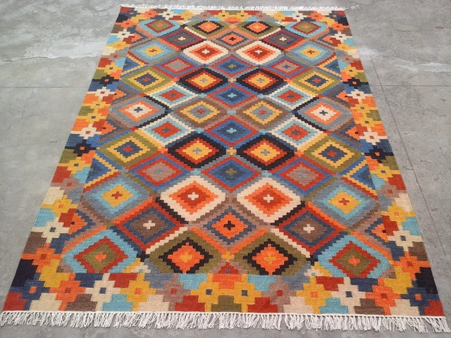 Hand Woven Traditional Ghazni Wool Kelim Large Afghan Kilim Rug 5x8 feet Carpet