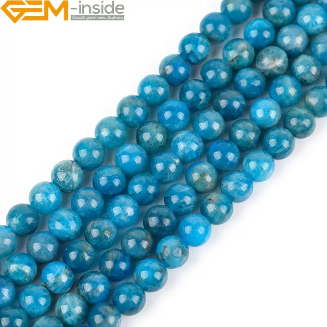 Round Apatite 6mm 8mm Natural Gemstone Loose Beads For Jewelry Making 15" DIY UK