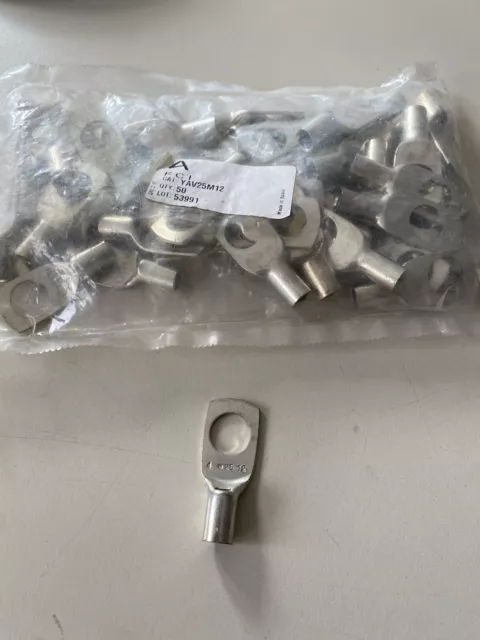 10 Stk. Rohrkabelschuh mit Sichtloch 25 mm² qmm M12 verzinnt