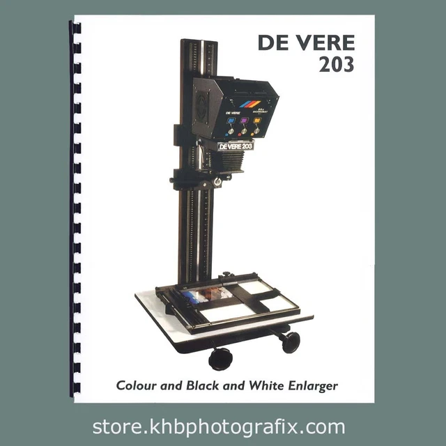 INSTRUCTION MANUAL FOR De Vere / DeVere Model 203 Enlargers $26.50 ...