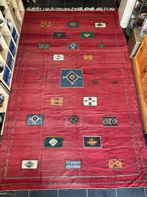 Tapis kilim 250x350 rectangle fait main en laine jaune et crème | Leroy Merlin