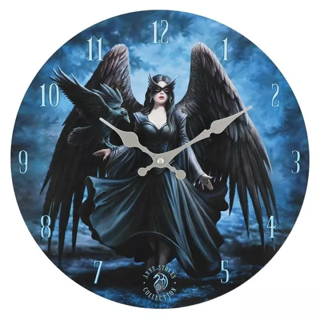 Analog Wall Clock Anne Stokes Raven MDF Battery Powered