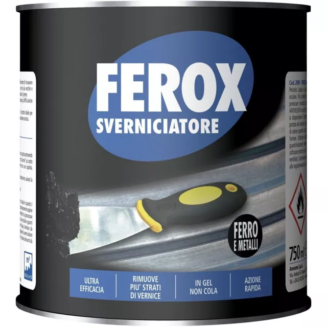 Sverniciatore FEROX Rimuovi Pittura Smalto in Gel per Ferro Metallo 750 ml