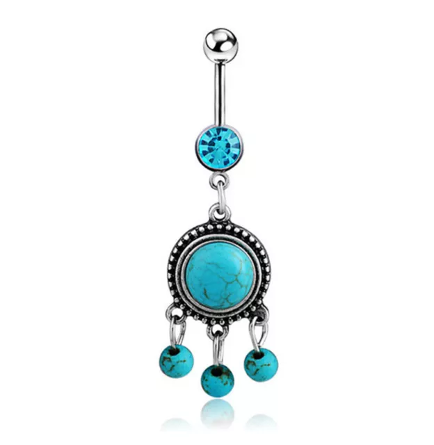 Cute Simulated Turquoise Belly Bar Button Navel Ring Body Piercing Jewelry 04