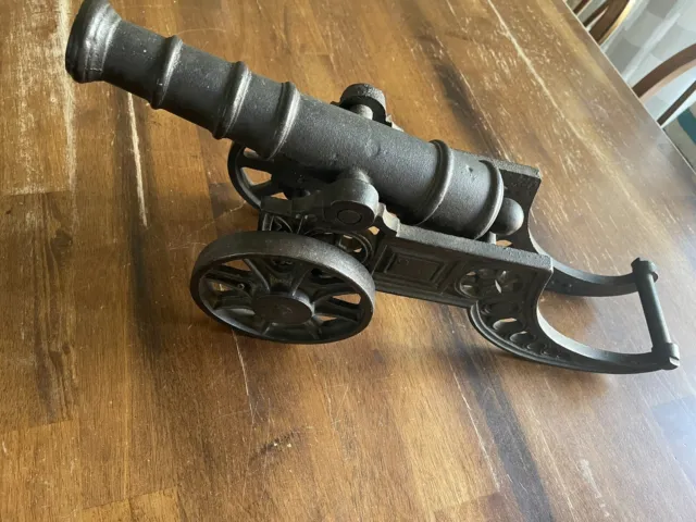 Vintage Large Desktop Metal Cannon.  18”x5”x8”