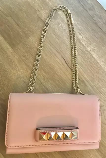 Valentino Garavani Pink Leather Rockstud VavaVoom Clutch Bag